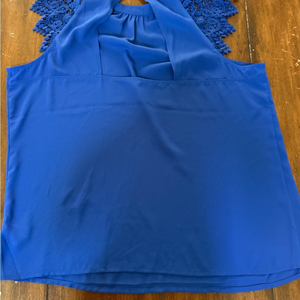 Express Royal Blue Lace Blouse - Picture 3 of 3